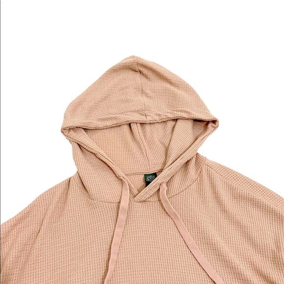 Wild Fable Pink Long Sleeve Waffle Knit Hooded Crop Top, Size Medium - Picture 5 of 10